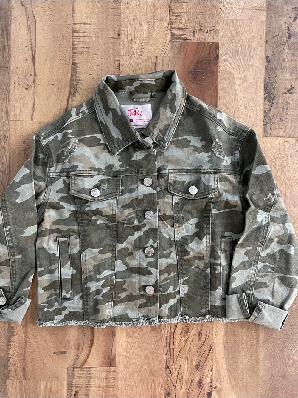 Justice Girls' Camo Denim Jacket
